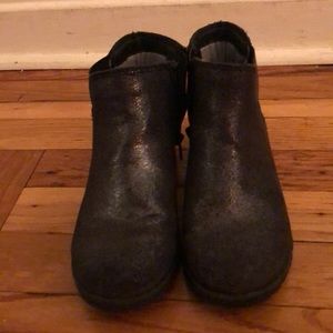 Girls Stride Rite Black Glitter Moto Boots